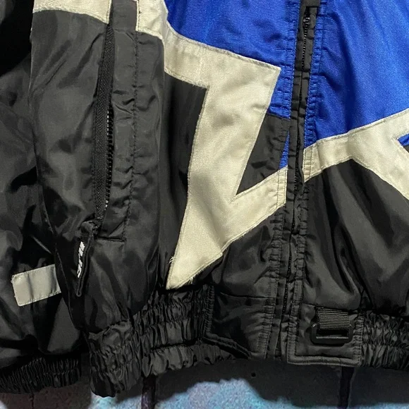 HJC Racing Star Moto Jacket Mens Large Black Blue Silver Vintage Y2K Motorcycle - Picture 8 of 9